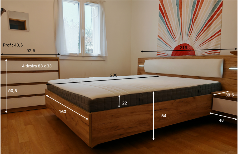 Lit + commode Meubles