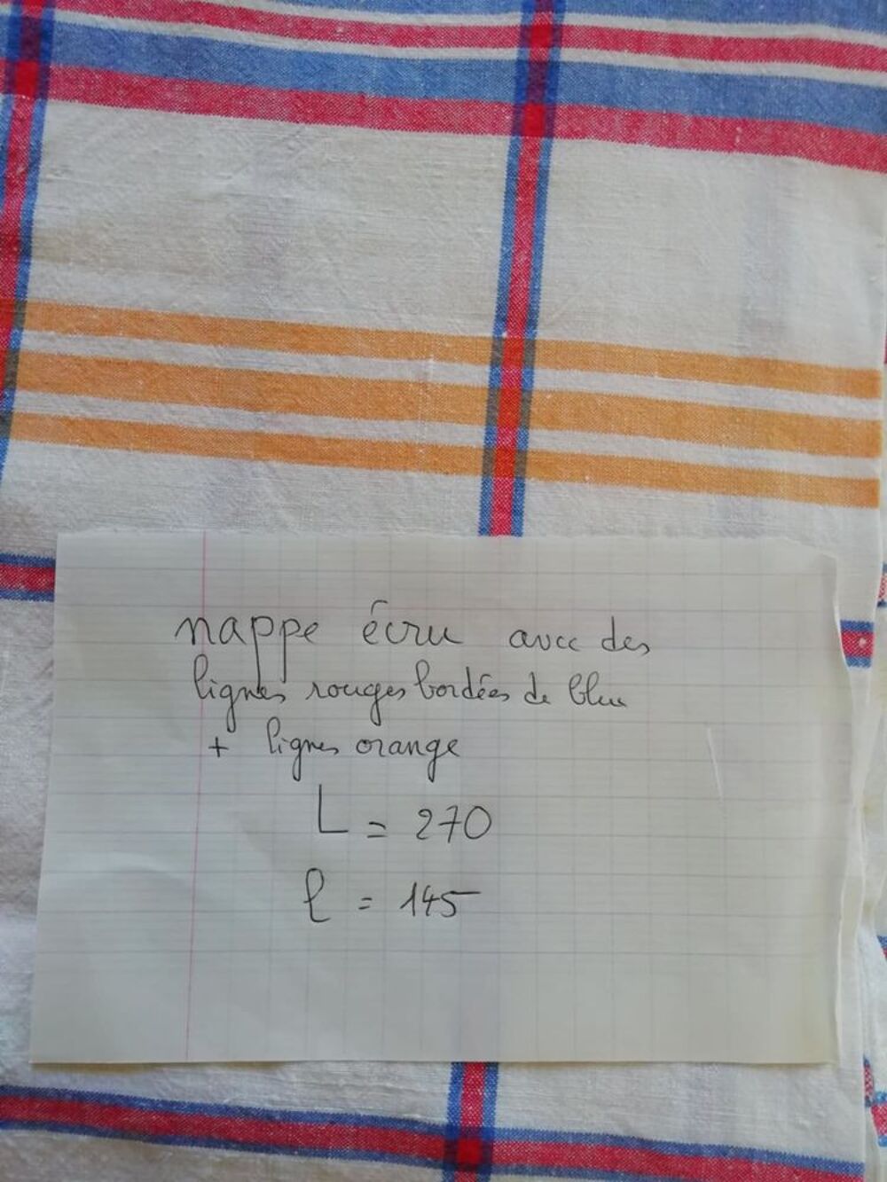grande nappe avec des rayures 270 cm sur 145 cm Décoration