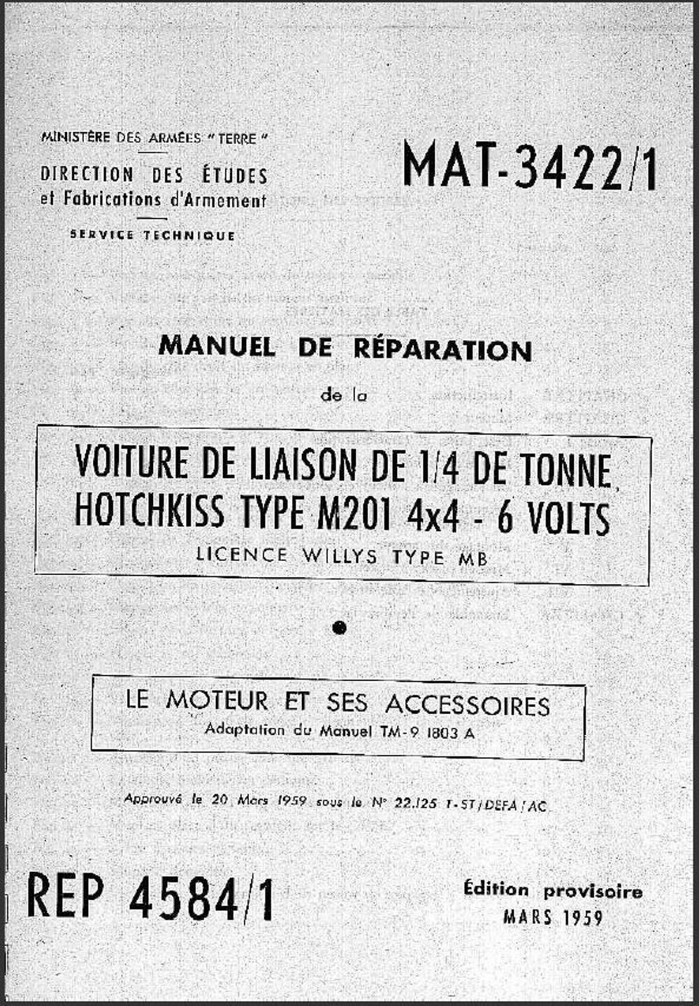 Manuels d'atelier v&eacute;hicules militaires WW2 et apr&eacute;s 