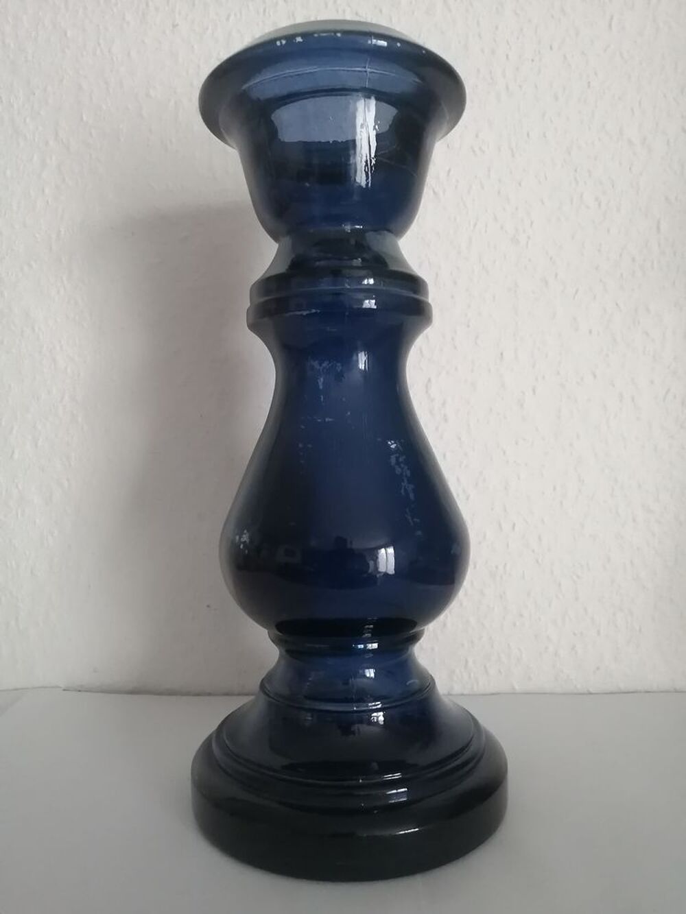 Vase ou bougeoir en verre bleu nuit Décoration