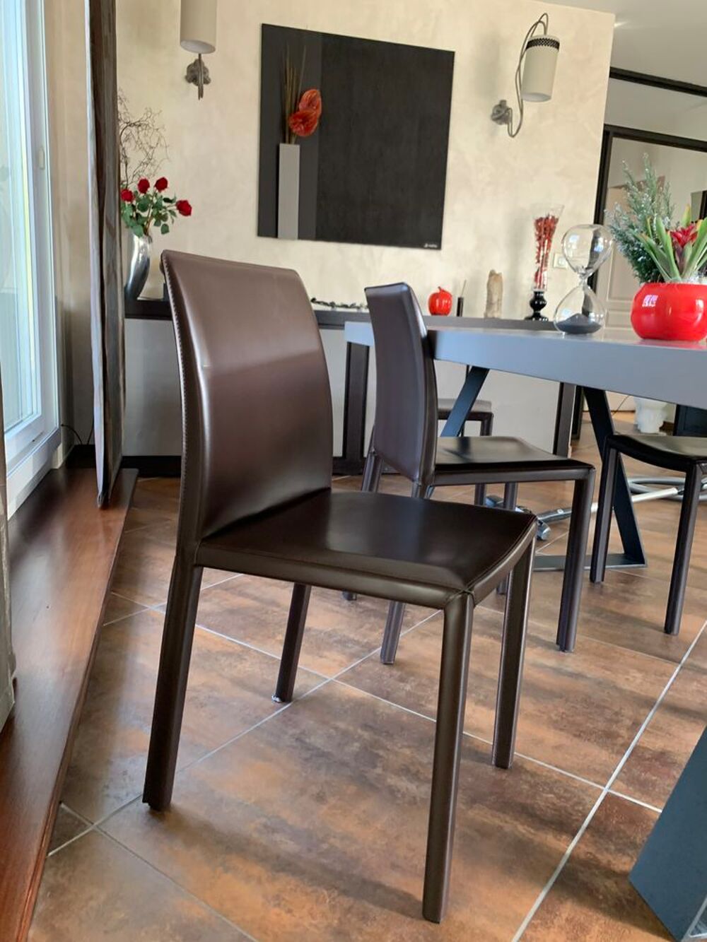 6 chaises cuir de salle &agrave; manger Meubles