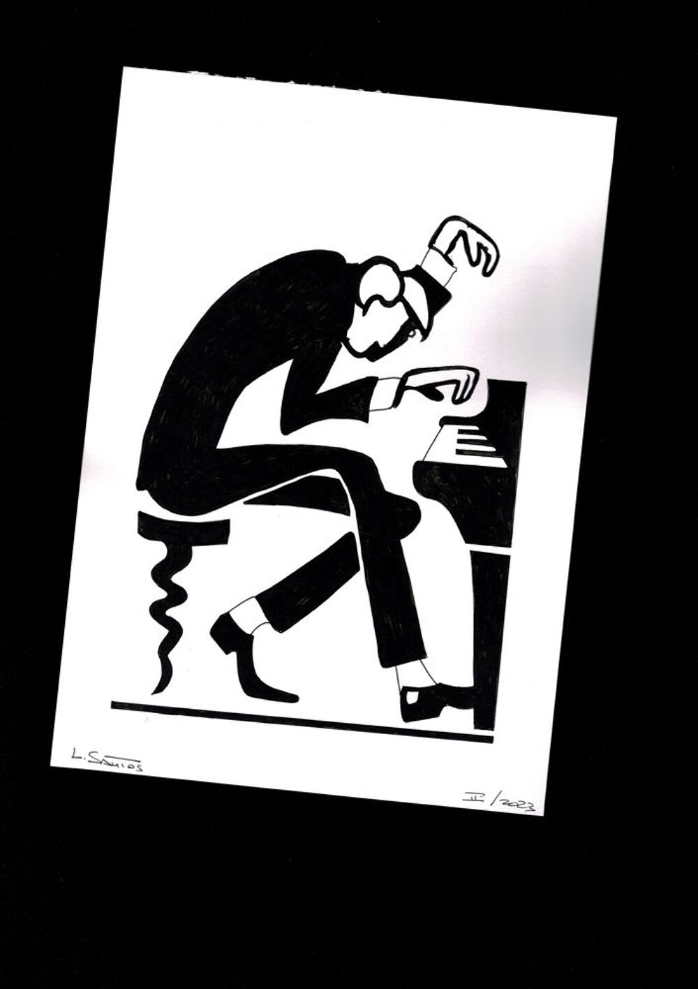 Piano Pianiste: A4 Peinture Moderniste D&eacute;corative Décoration