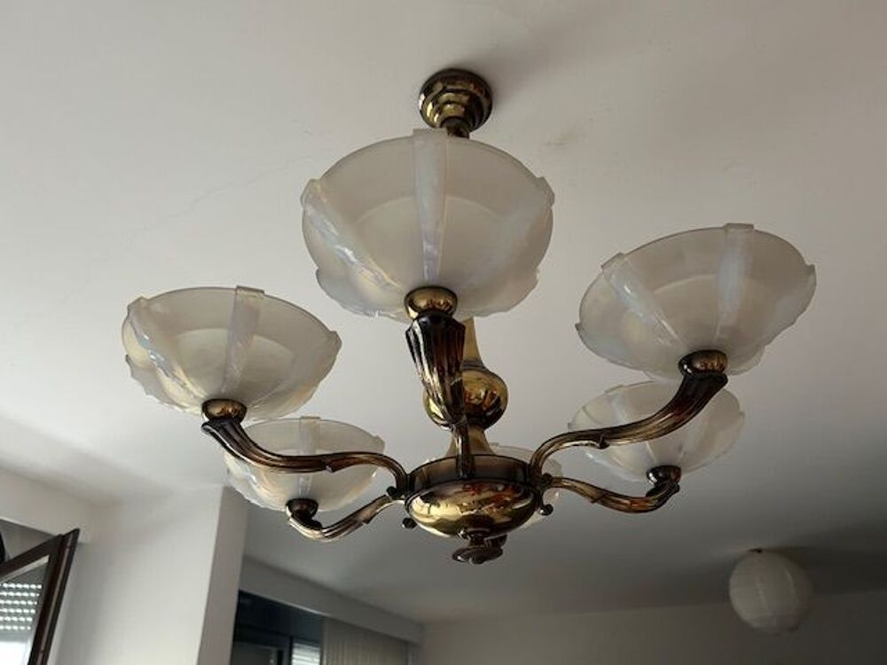  Lustre Vintage en BRONZE 1920 Authentique TBE g&eacute;n&eacute;ral 