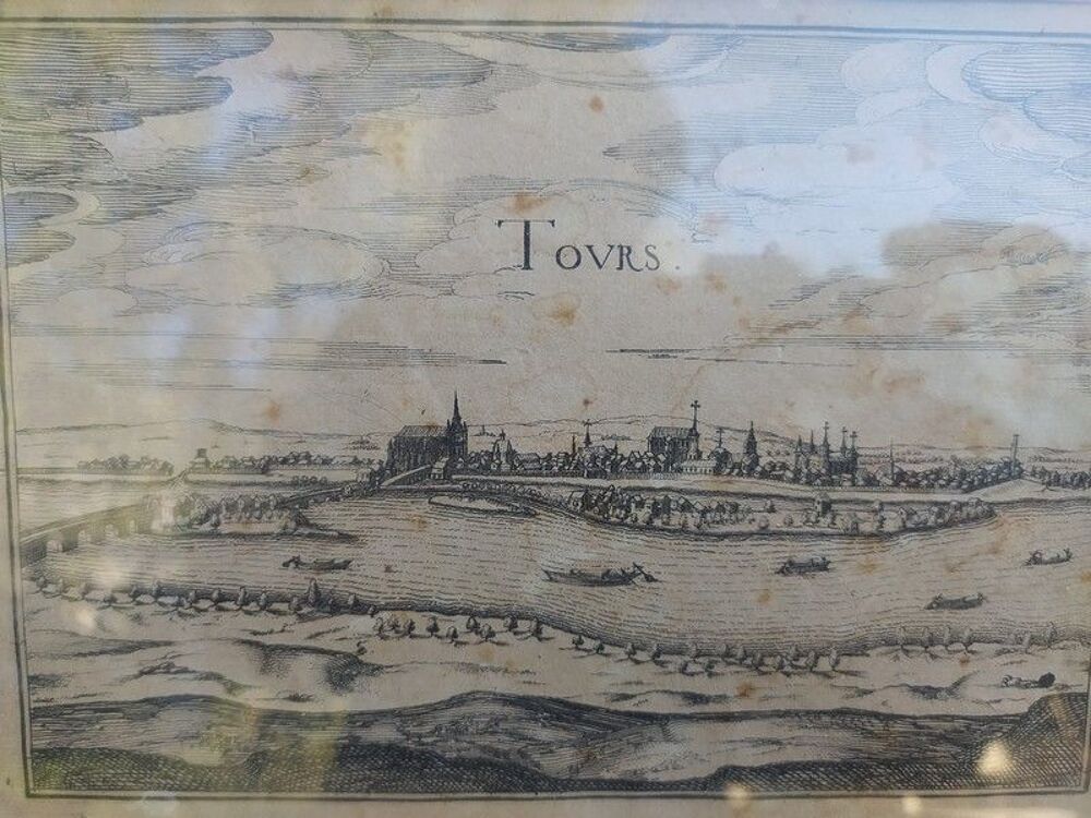 Tours Indre et Loire Gravure XVIIe par Christophe Tassin
