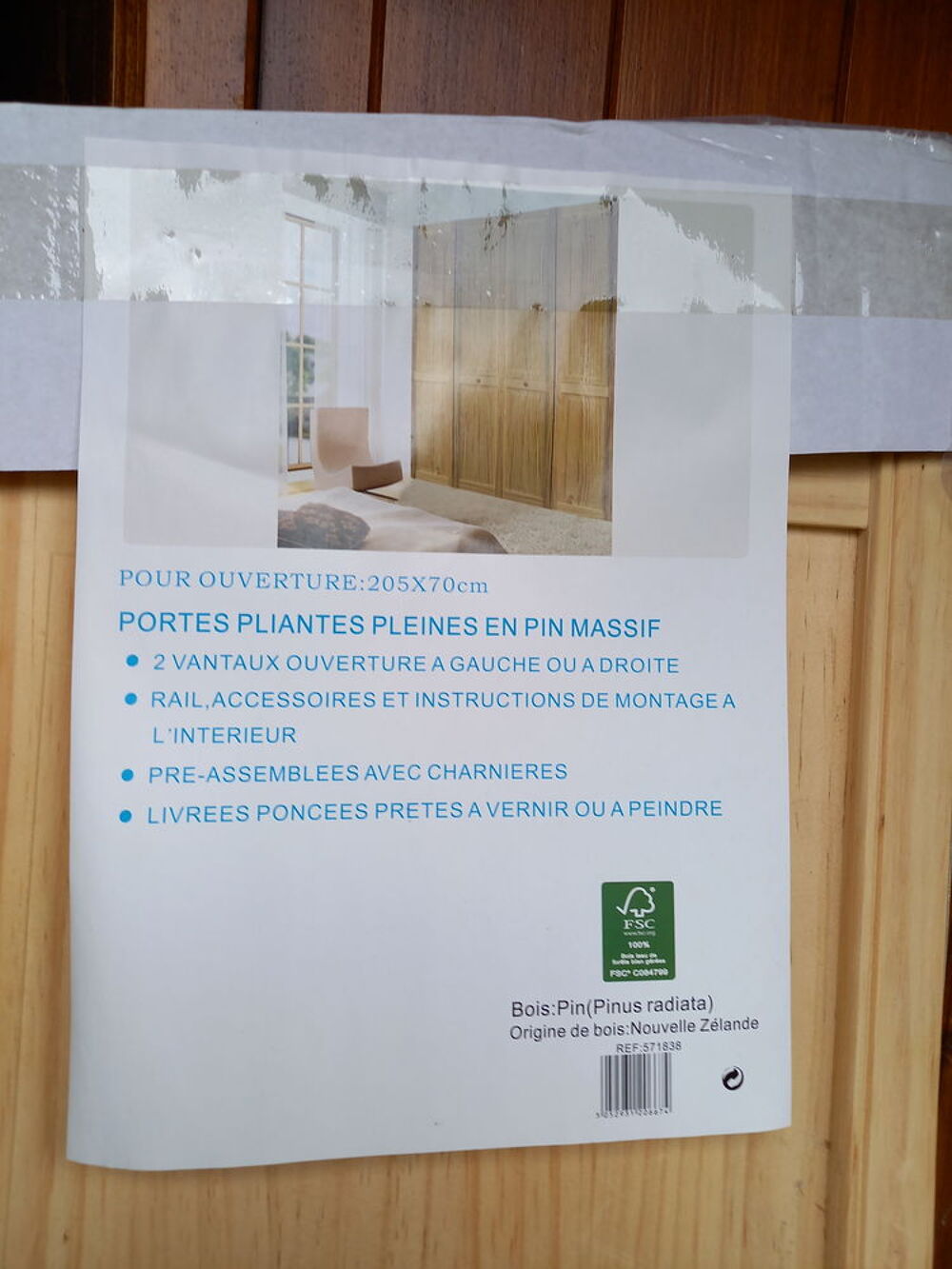 PORTES PLIANTES EN PIN MASSIF ? 2 VANTAUX Bricolage
