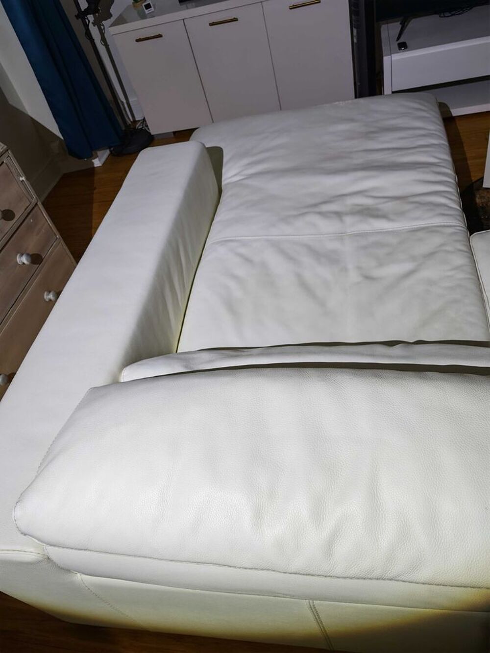 Canap&eacute; ROCHE BOBOIS en cuir blanc Meubles