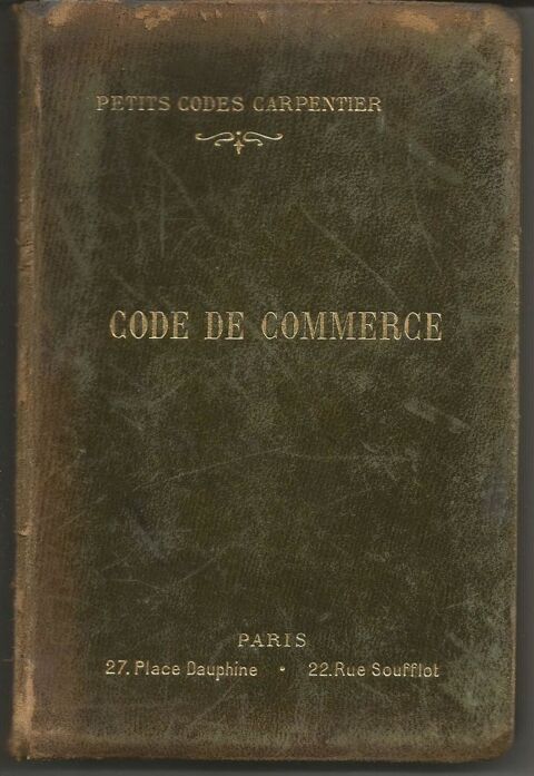 Petits codes CARPENTIER Code de commerce 1914 20 Montauban (82)