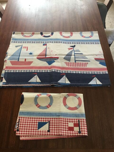 Drap de lit + Housse coussin lit enfant motif 6 Saleilles (66)