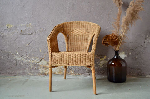 Charmant fauteuil adulte en rotin style vintage bohème 160 Wintzenheim (68)