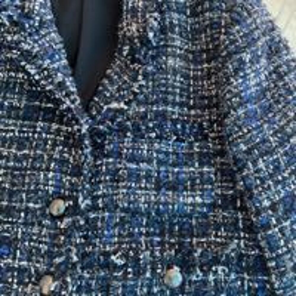 VESTE TWEED COURTE couleurs multiples et file argent&eacute; Vtements