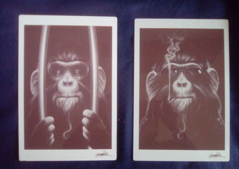 2 plaques imprim�es motif singes 30 Beauchamp (95)