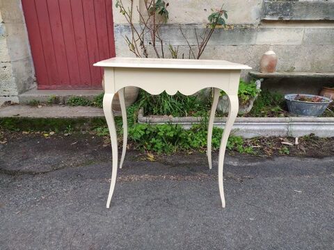 Ancienne Petite Table Console Patine Écrue Pieds Galbés  1 Loches (37)