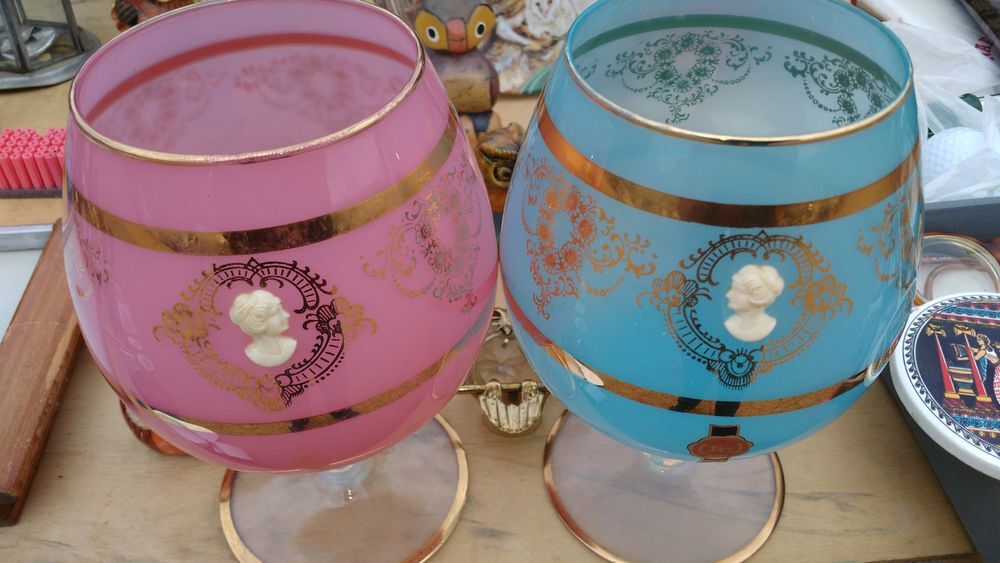 Verre Opaline avec cam&eacute; Décoration
