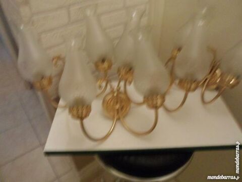 4 APPLIQUES DOUBLE EN METAL DORE ET VERRE CRISTAL 35 Sens (89)