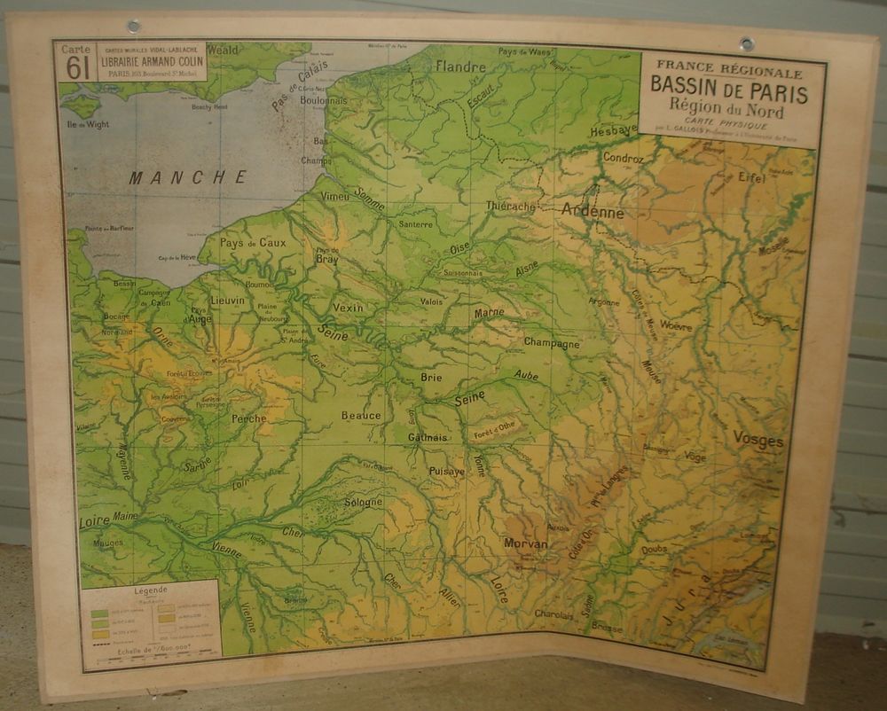 ancienne carte g&eacute;ographique d' &eacute;cole 