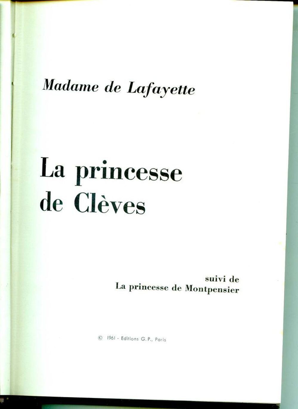 LA PRINCESSE DE CLEVES - Madame de Lafayette, Livres et BD