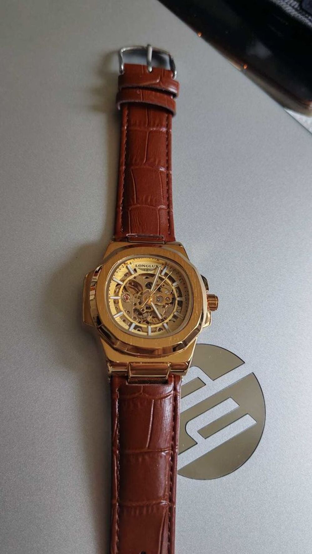 Montre Homme LONGLUX Squelette Automatique - Gold - Style Nautilus - NEUVE Bijoux et montres