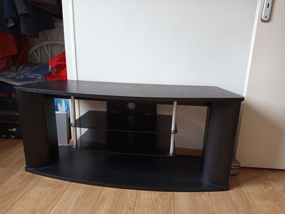 Meuble t&eacute;l&eacute; large noir Wenge Meubles