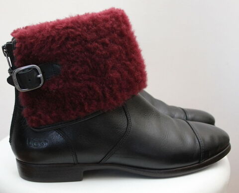 Bottines cuir et fourrure bordeaux UGG T.39 120 Issy-les-Moulineaux (92)