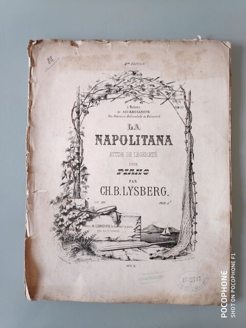 Partition de piano: la napolitana tude de lgret pour piano par CH. B. Lysberg op. 26 . 12 Grand-Champ (56)