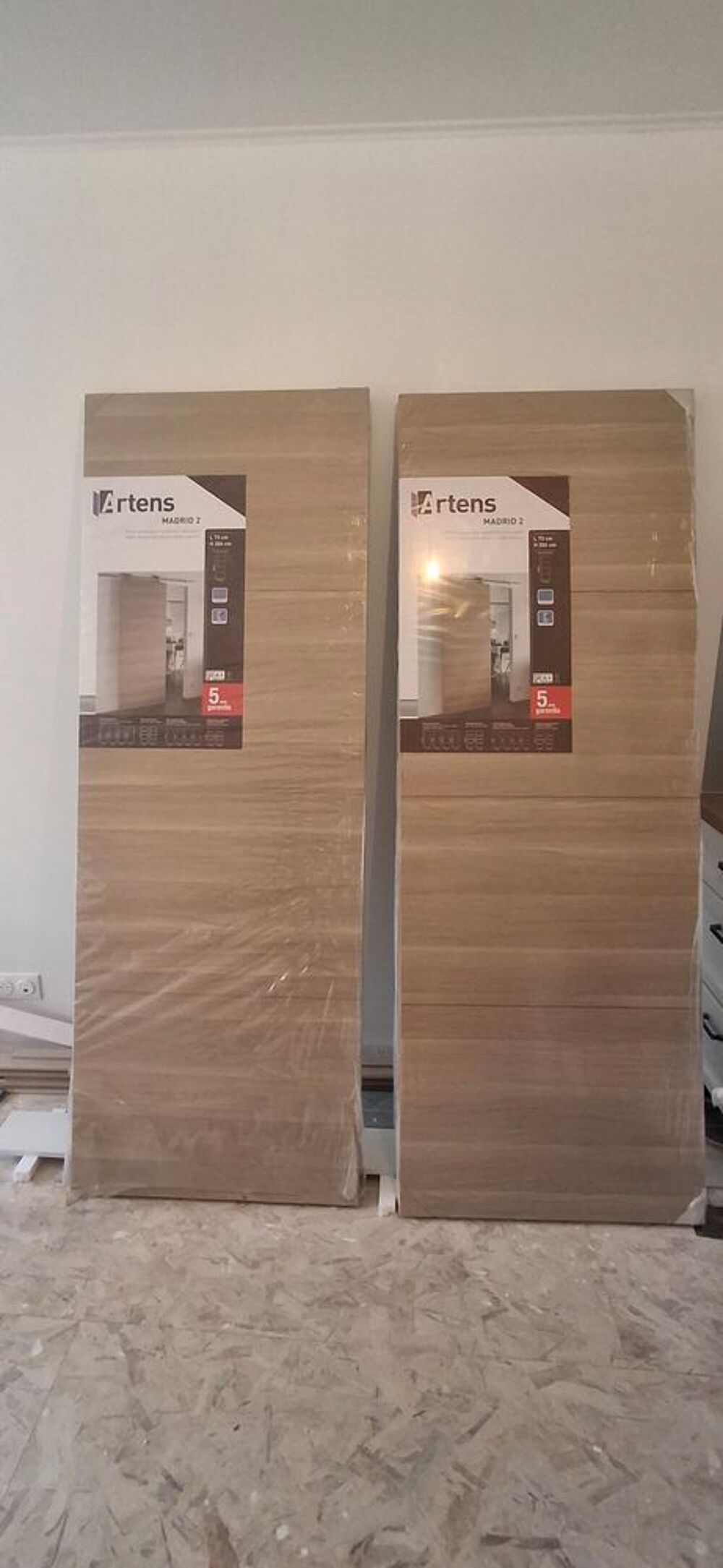 Lot de 2 portes &agrave; galandage Porte coulissante MDF Madrid 2, Bricolage
