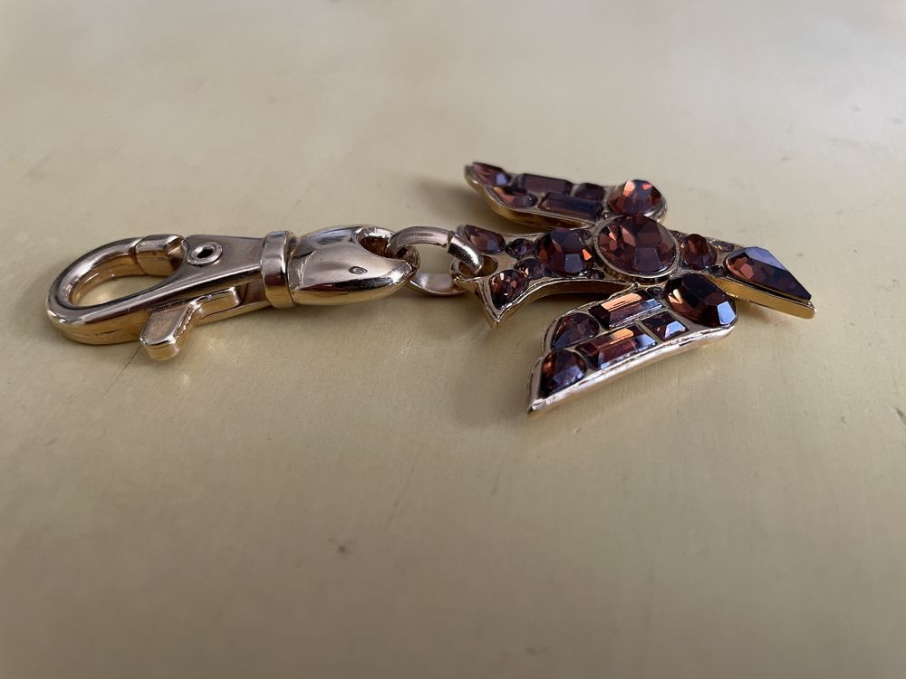 Motif Oiseau SR dor&eacute; Strass ambr&eacute; mousqueton Sonia RYKIEL Bijoux et montres