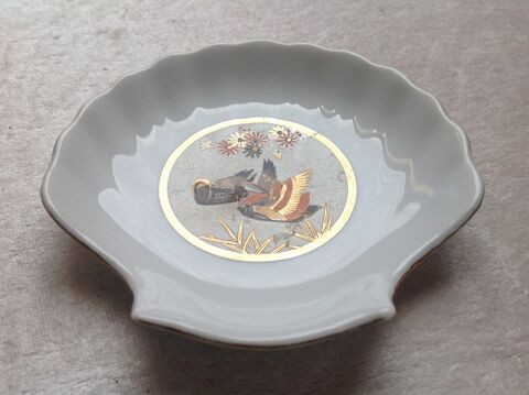 COQUILLE ST JACQUES EN PORCELAINE de CHINE MOTIF CANARDS Env 20 Trégunc (29)