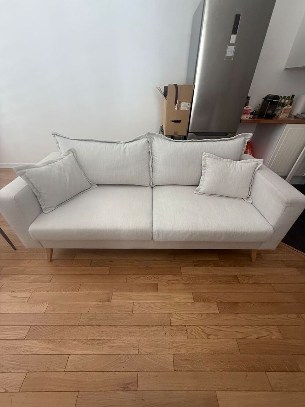 Canap&eacute; 3 places beige &eacute;cru ? 198 cm ? tr&egrave;s confortable Meubles