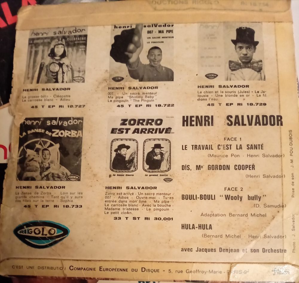 HENRI SALVADOR / 5 X DISQUES VYNIL 45 TOURS CD et vinyles
