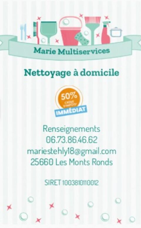 Nettoyage &agrave; domicile 
0 25660 M�rey-sous-montrond