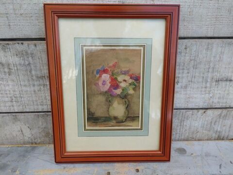 Petit Tableau Aquarelle Fleurs Sign�e C. Bar 36 Loches (37)