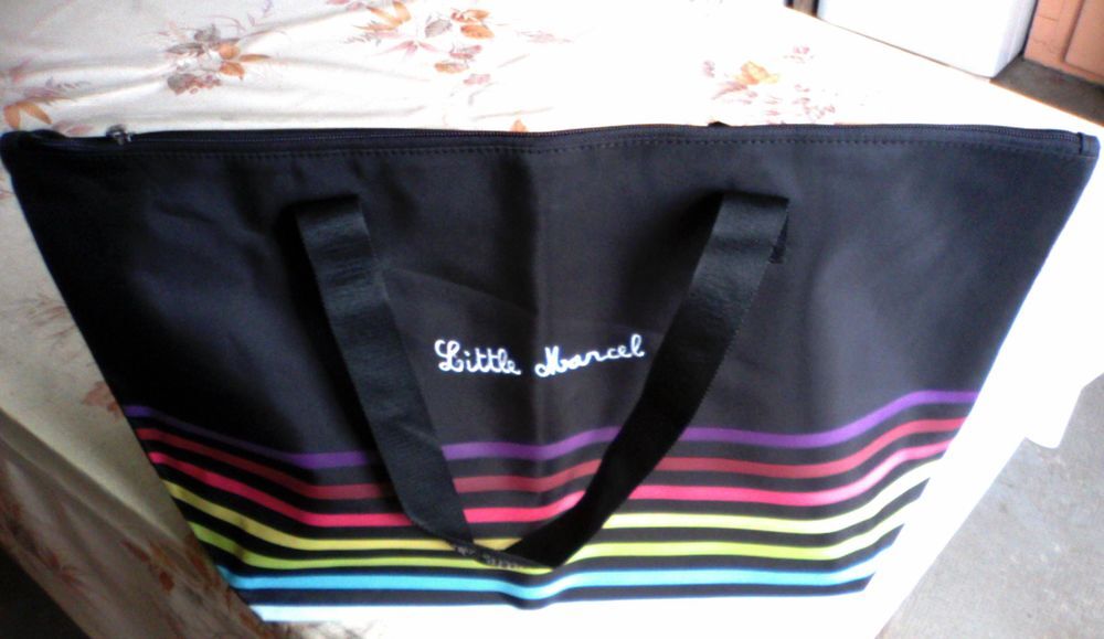 Sac Little Marcel en polyester noir &amp; bandes NEUF Maroquinerie