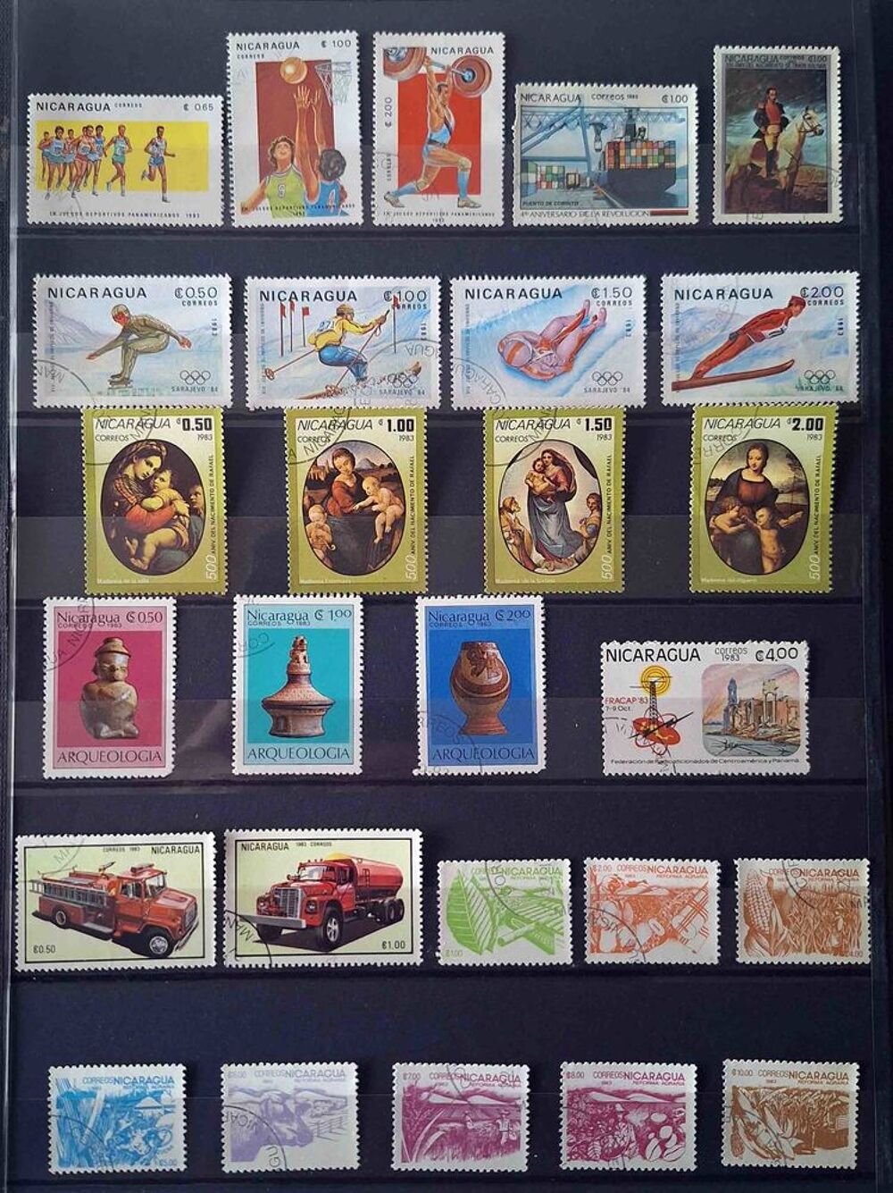 S&eacute;rie de timbres de collection du Nicaragua 