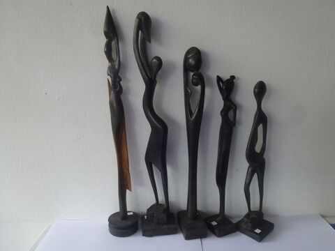 5 statuettes Africaines en bois d'bne 85 Saint-Geoire-en-Valdaine (38)