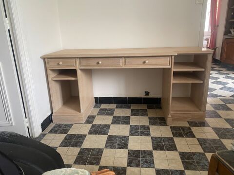 Bureau bois clair avec tiroirs et étagères 45 Donnay (14)