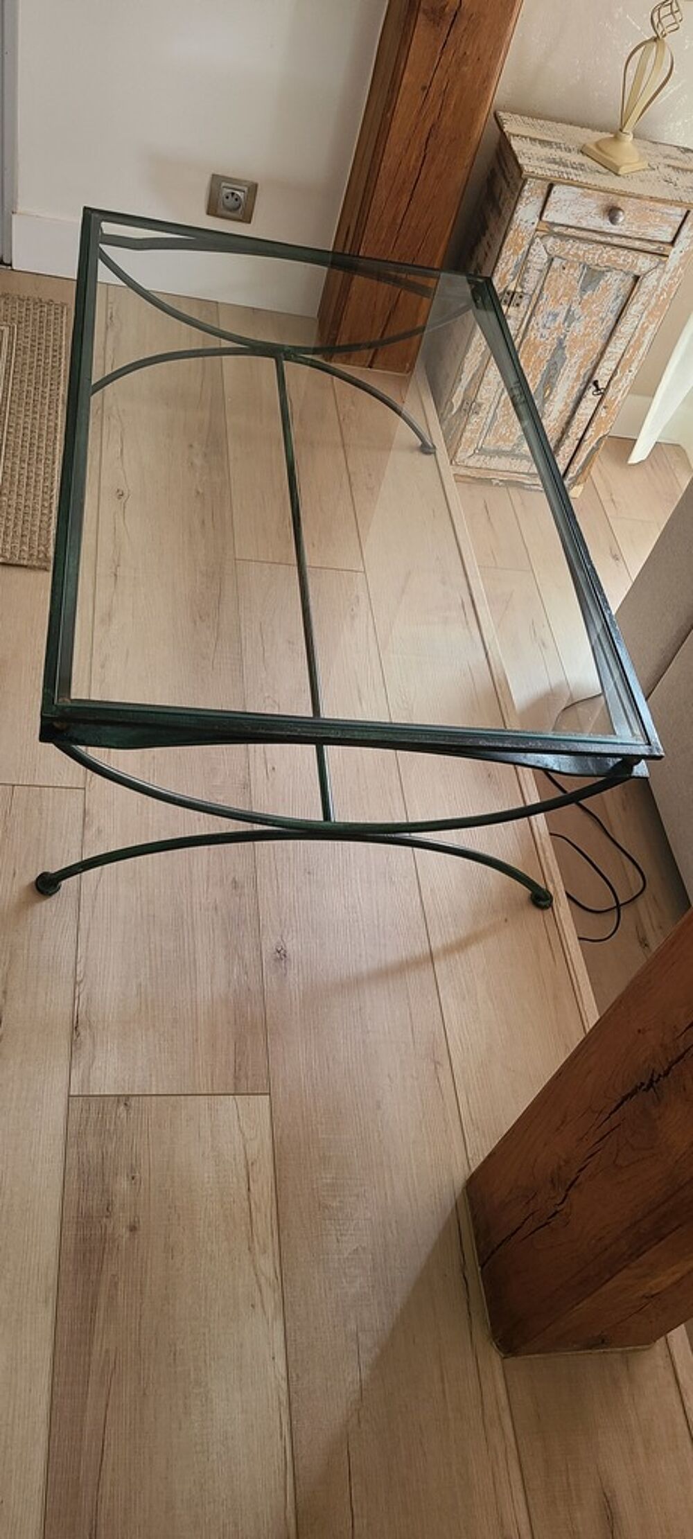 Table Basse en Verre &quot;Olivier Corso&quot;et M&eacute;tal Vert Meubles