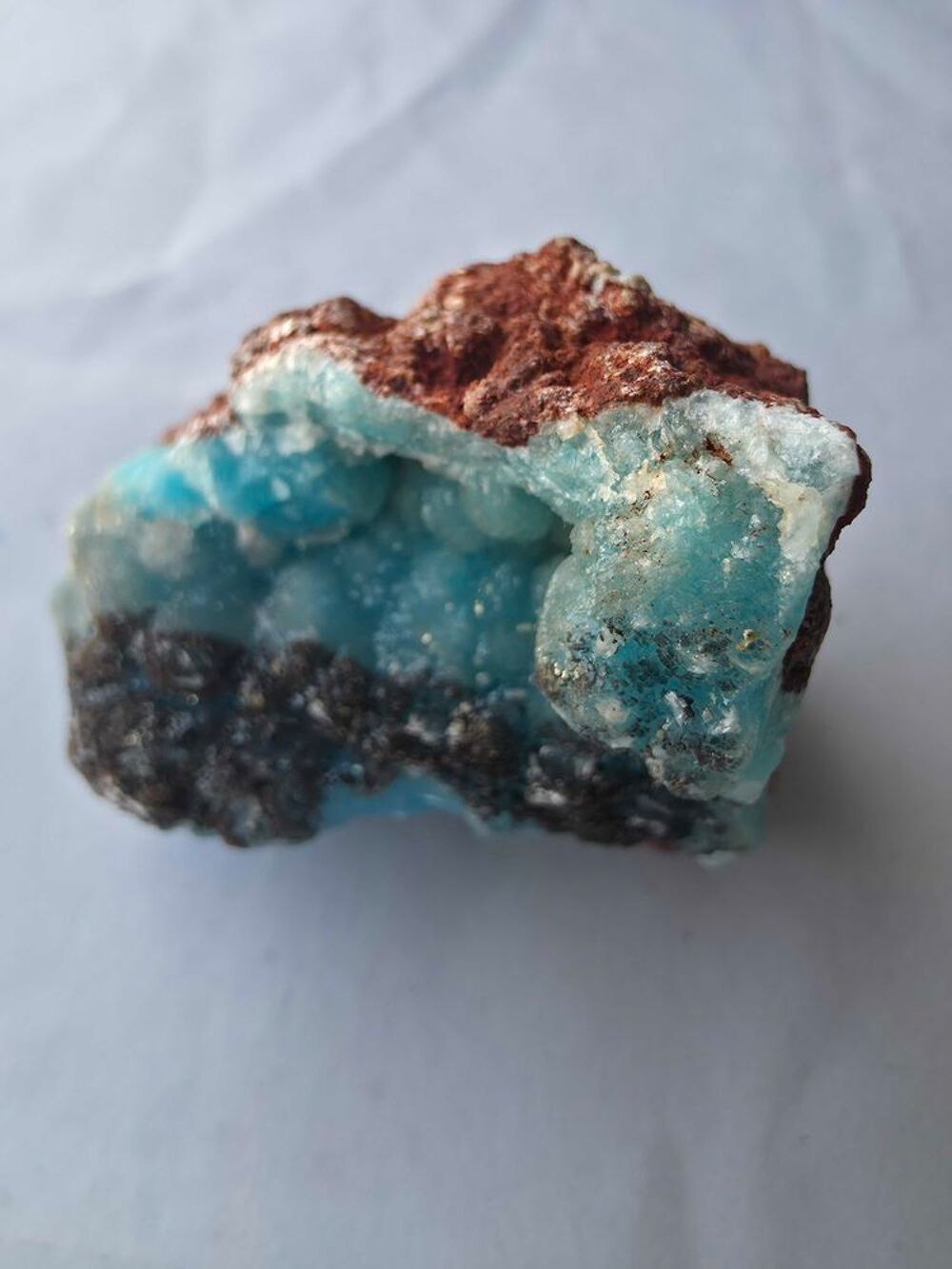 Min&eacute;ral H&eacute;mimorphite Bleue sur Matrice-Katanga, RDC-75g 