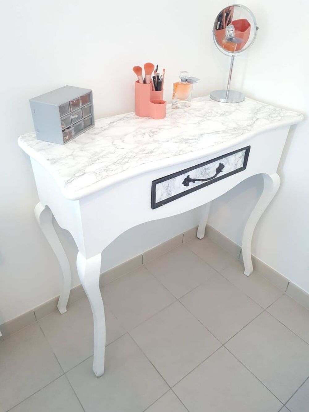 Table console bois blanc style &eacute;l&eacute;gant 100&times;90 Meubles