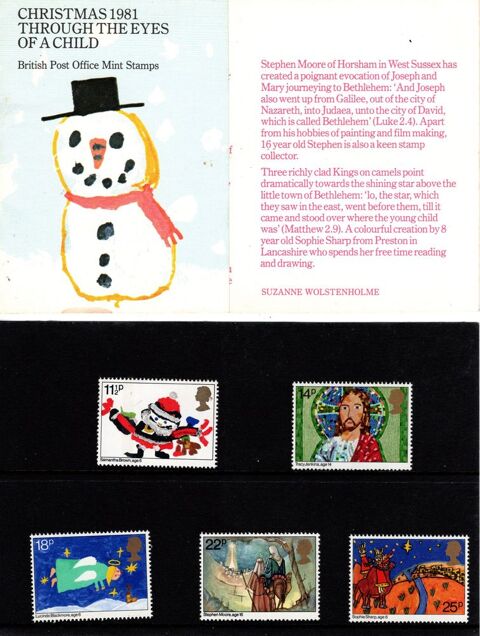 BLOC 5 TIMBRES ANGLAIS SRIE  CHRISTMAS 1981  12 Annecy (74)