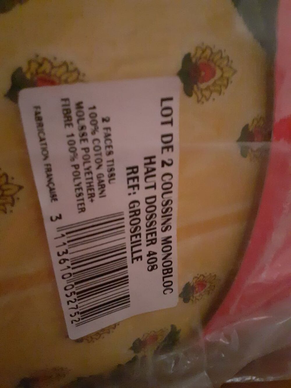 2 COUSSINS MONOBLOC D EXTERIEUR NEUF D�coration