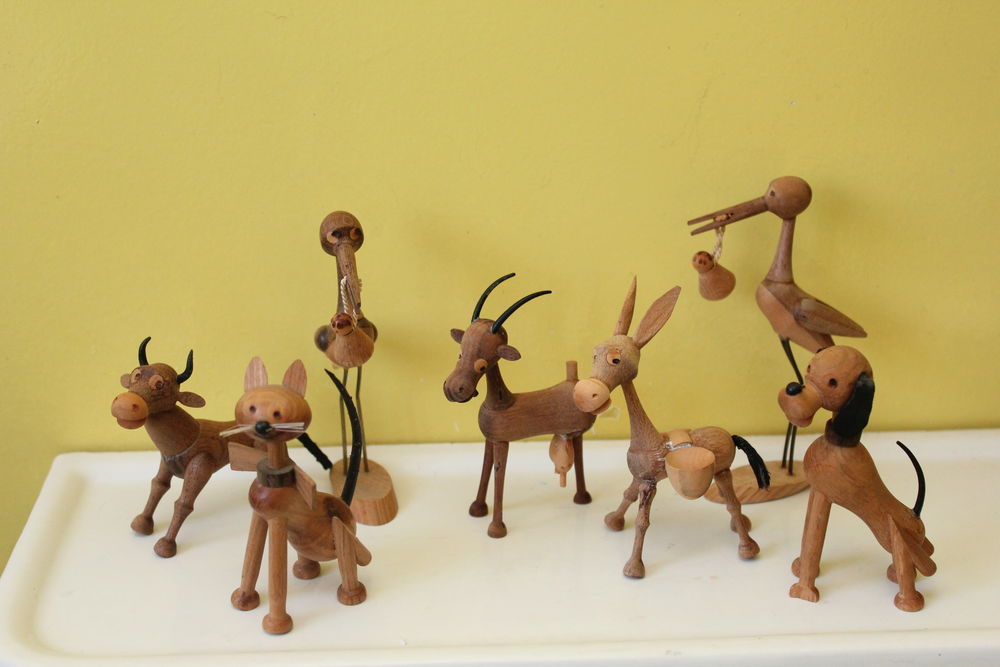 Figurines en bois d'olivier Made in Spain 1960 