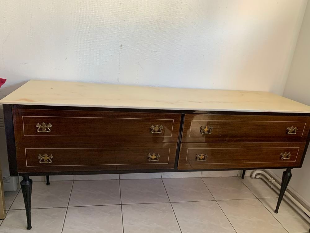 SOMPTUEUX ENFILADE/COMMODE/BAHUT BOIS : MARBRE &amp; BOIS NOBLE Meubles
