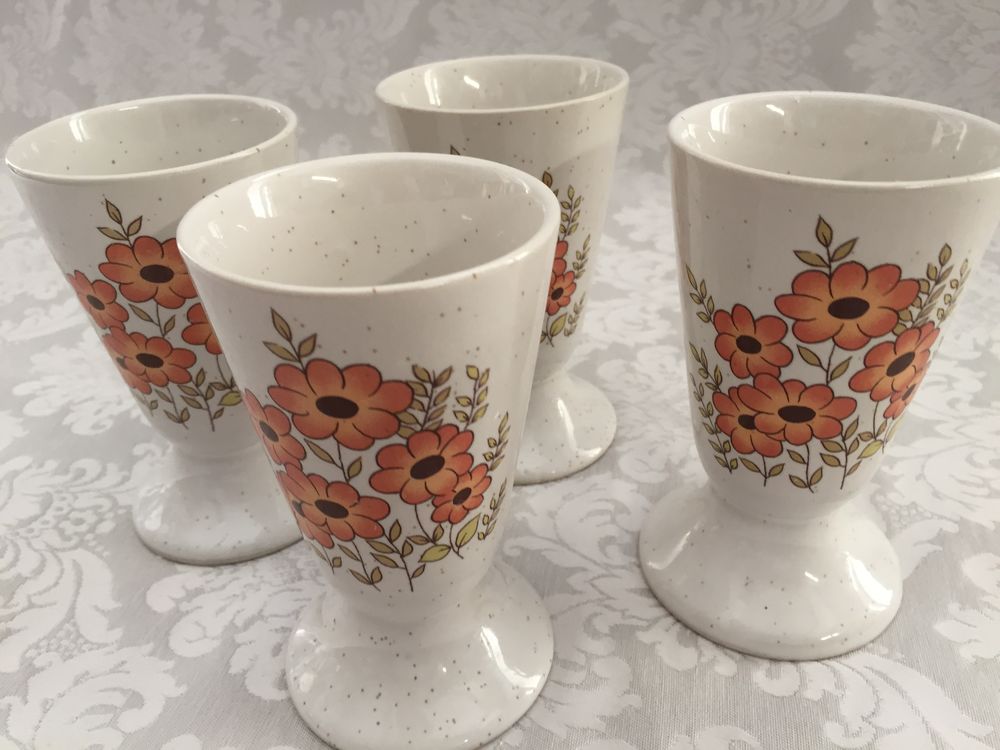 LOT DE 4 TASSES MAZAGRAN ANCIEN VINTAGE ART FLORAL Cuisine