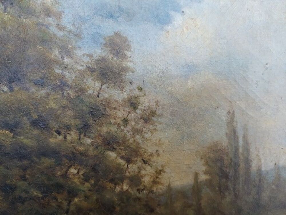 Tableau &Eacute;cole de Barbizon Paysage Lacustre sign&eacute; Furst Décoration