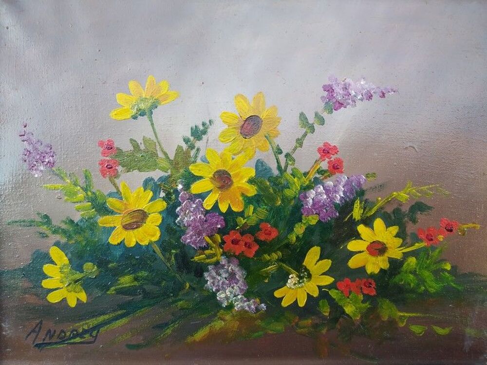 Ancien Tableau Nature Morte Bouquet de Fleurs Sign&eacute; Andrey
Décoration