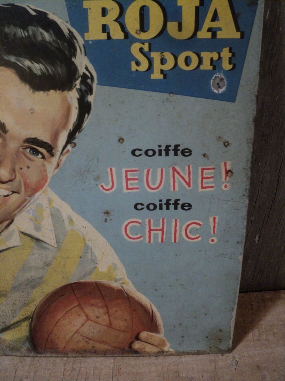 Ancienne Plaque T&ocirc;le Publicitaire Roja Sport Vintage 