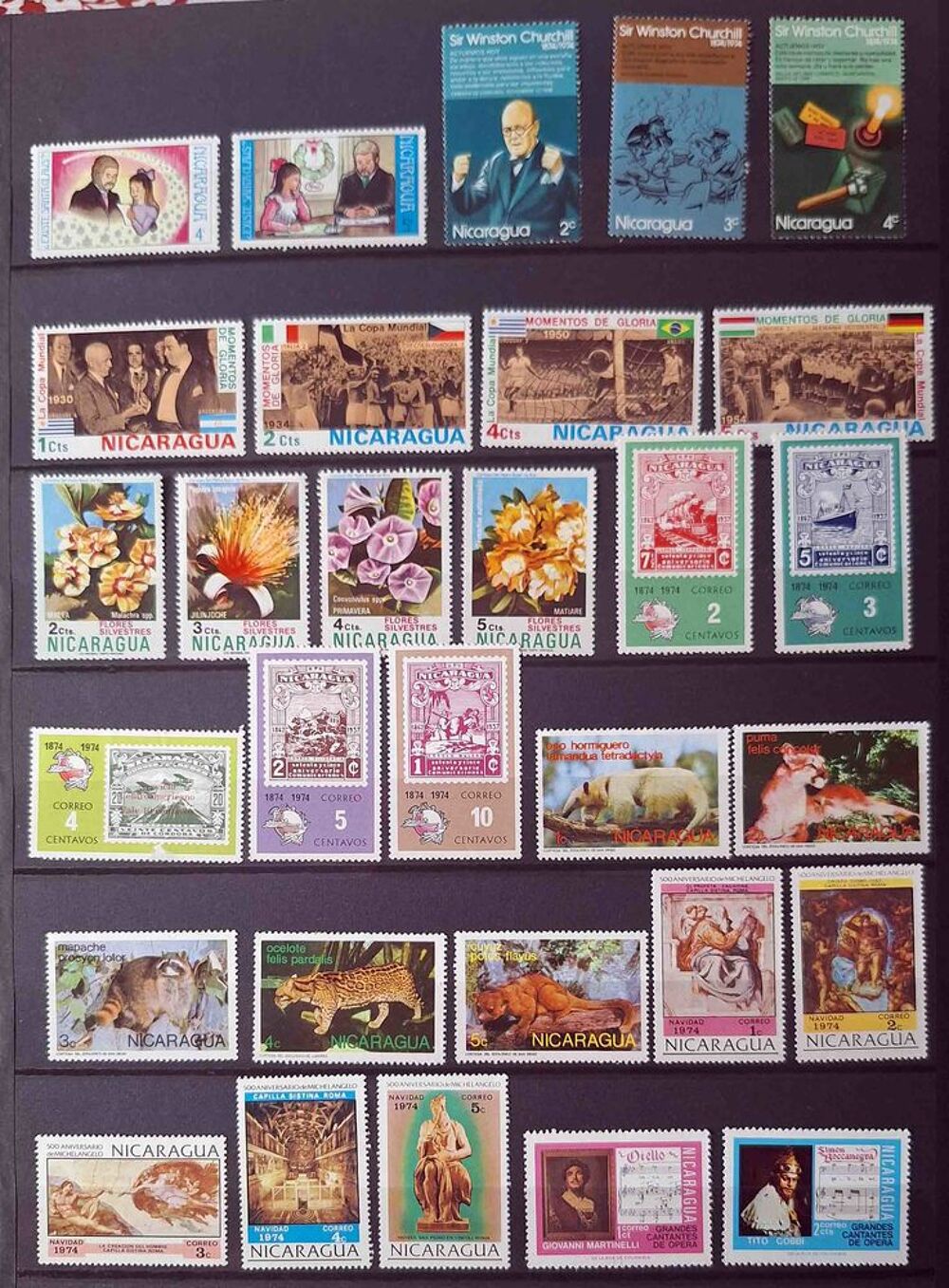 S&eacute;rie de timbres de collection du Nicaragua 