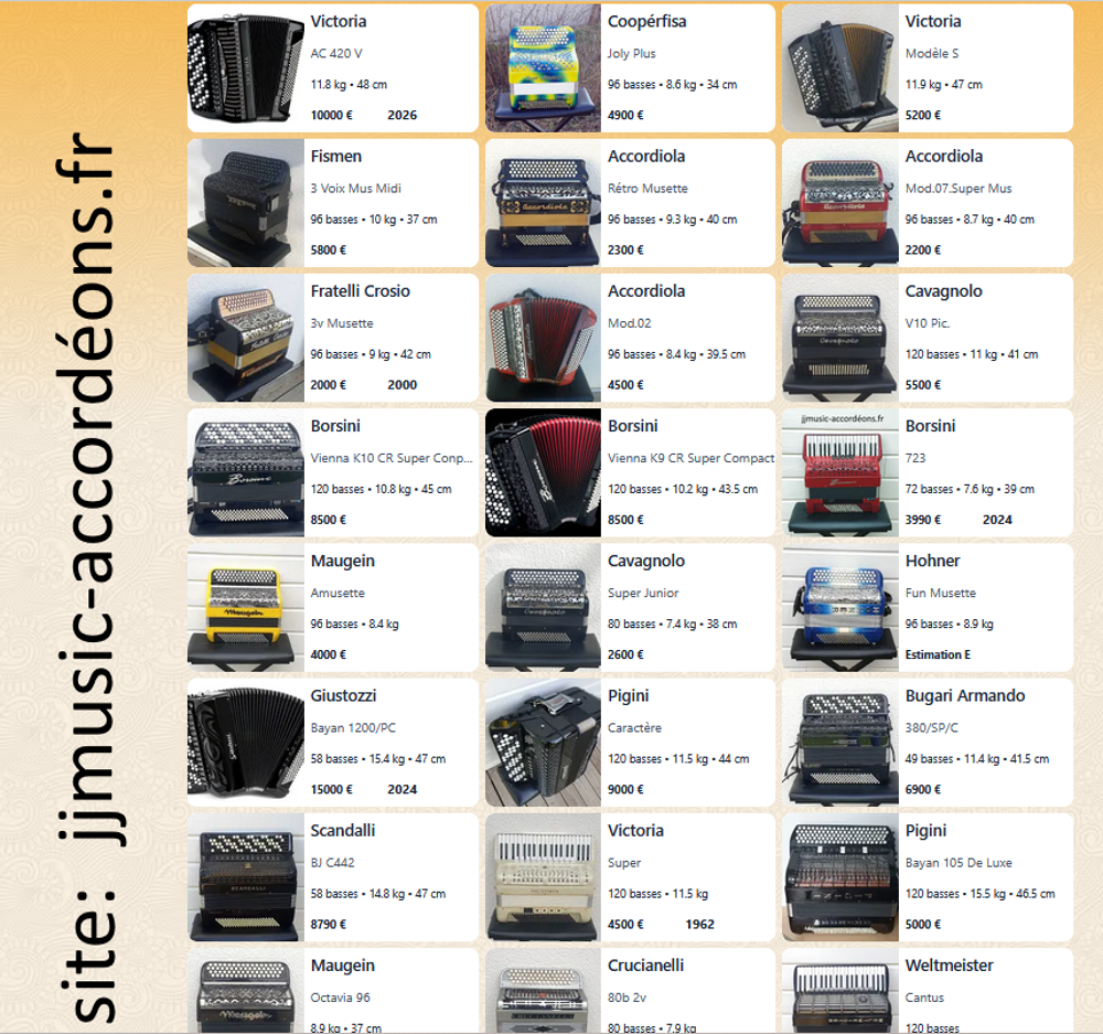 accord&eacute;ons tout type Instruments de musique