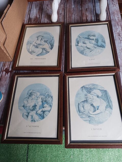 Lot de Quatre Gravures des Saisons Encadres 10 Thourotte (60)
