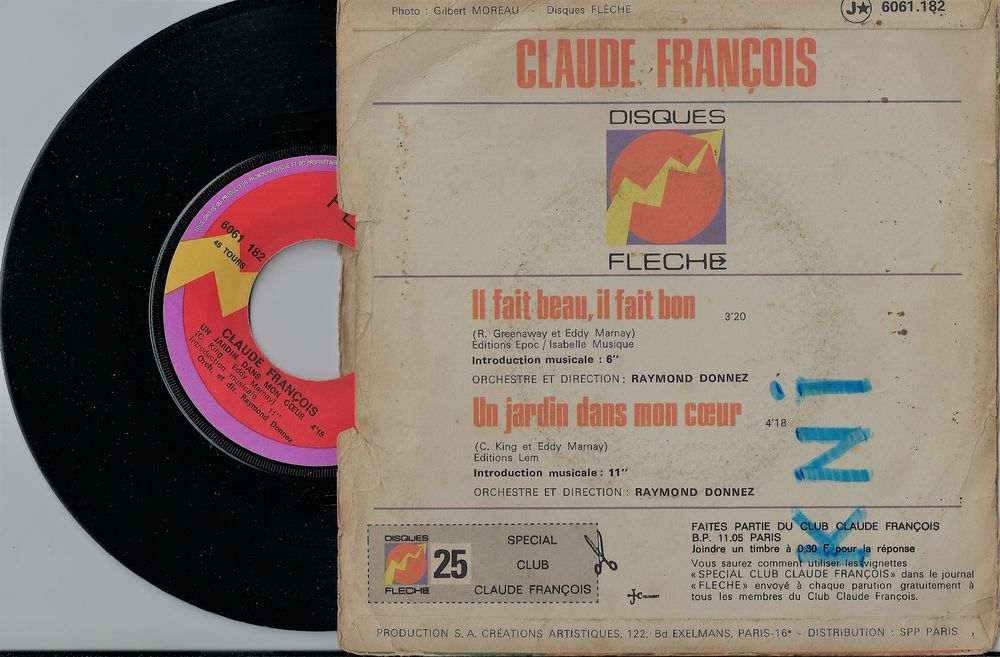 Vinyle 45 T Claude Fran&ccedil;ois 1971 CD et vinyles